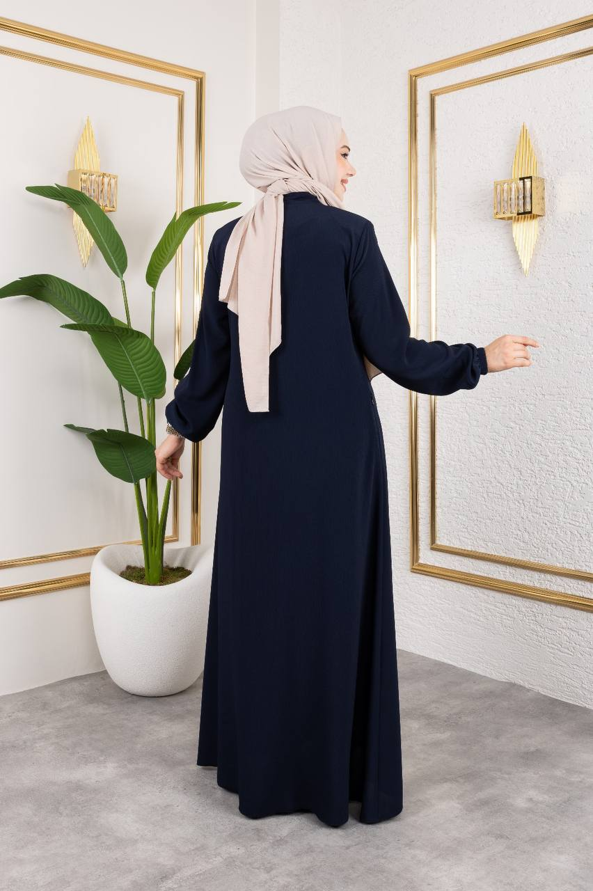 Modern Lacivert Ferace - Bürümcük Tesettür - Görsel 4