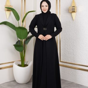 Kemerli Siyah Pardesü Abaya