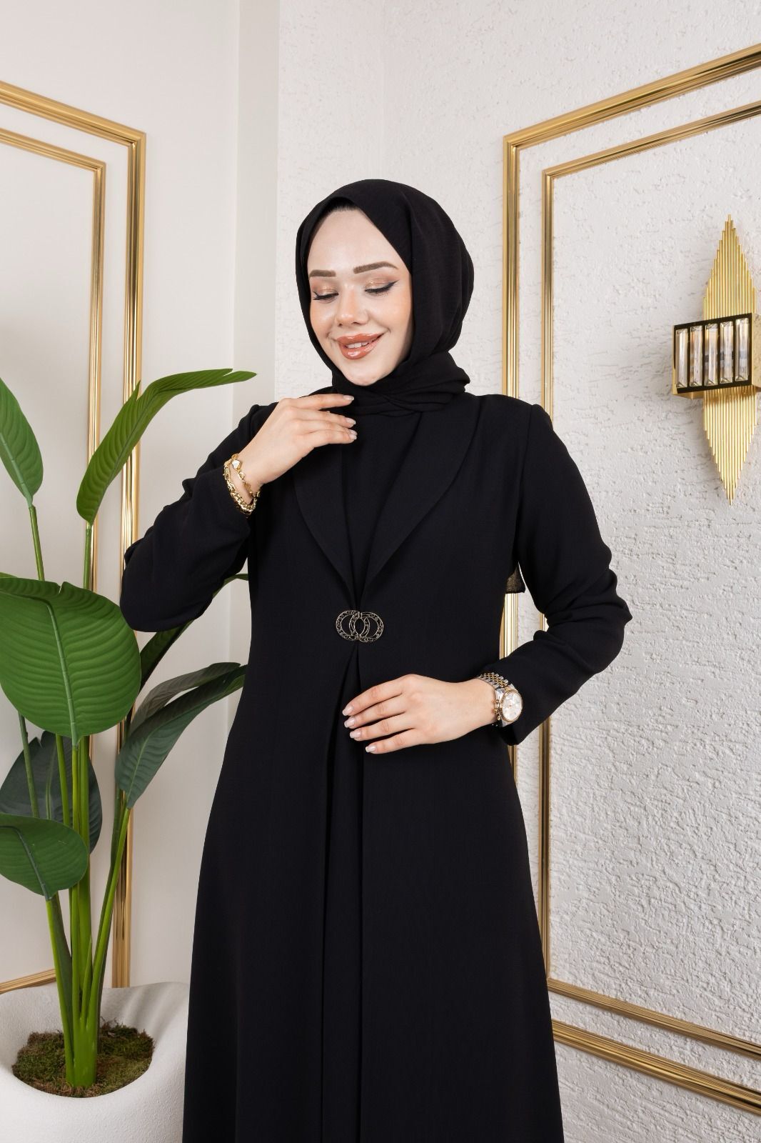 Kemerli Siyah Pardesü Abaya - Görsel 4