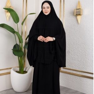 Siyah Süper Soft Krep İğneli Tesettür Çarşaf