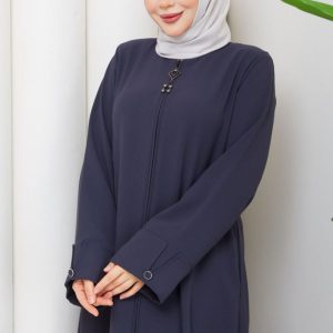 Lidya Füme Buhara Ferace - Taşlı ve Fermuar Detaylı