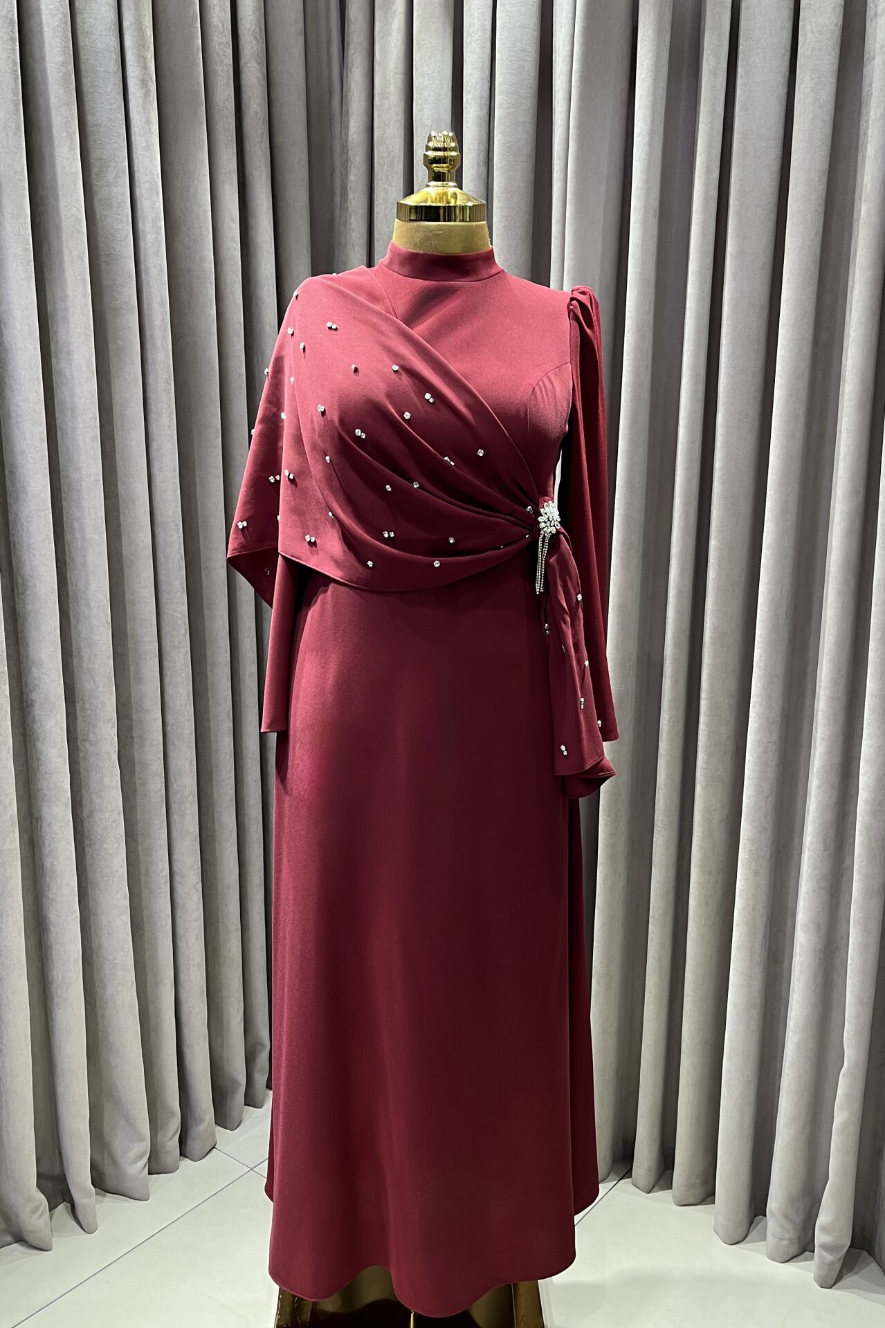Lareyn Bordo Abiye