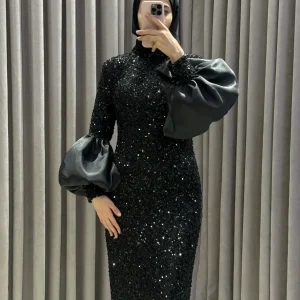 Velour Siyah Abiye