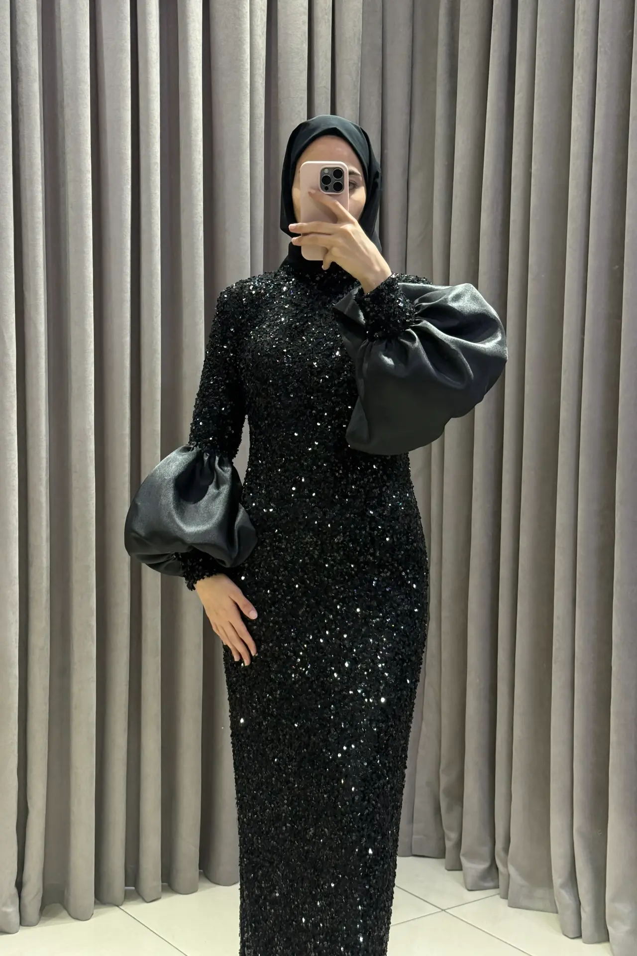 Velour Siyah Abiye